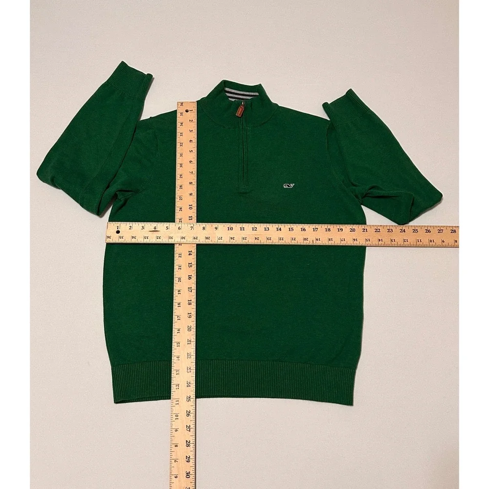 Vineyard Vines Mens Green Cotton Quarter Zip Pullover Sweater Size M RN 134578